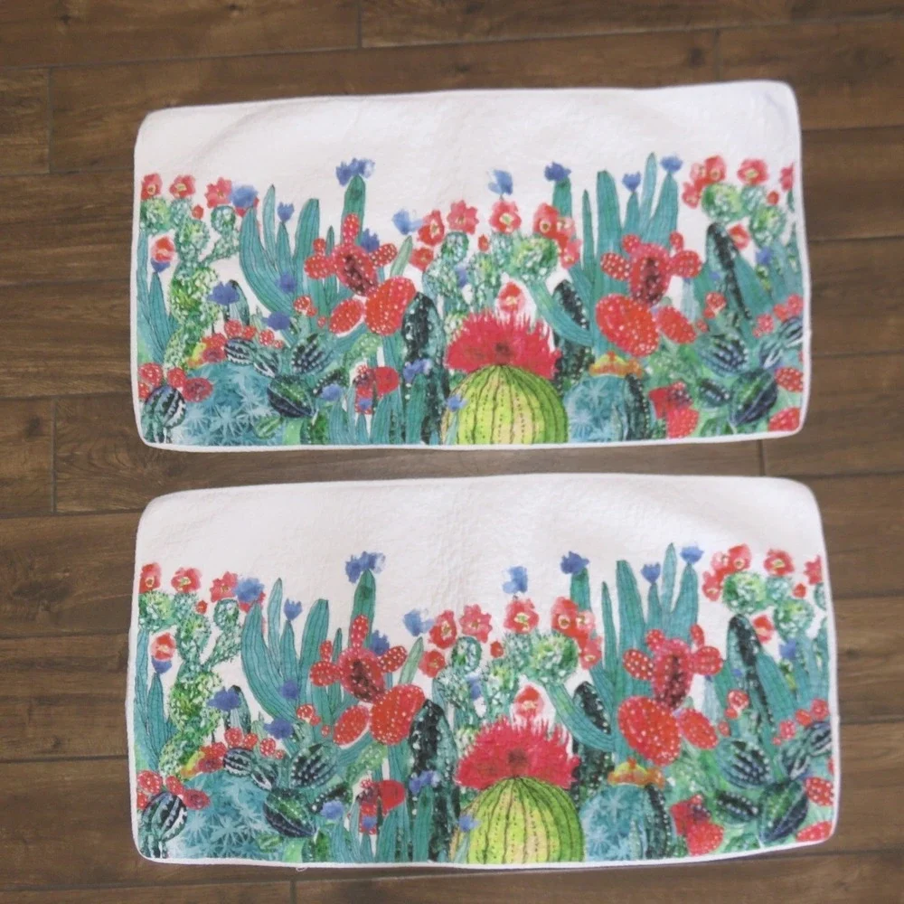 Donna Sharp Quilted Cactus Floral King Pillow Shams Set of 2‎ Boho Southwestern